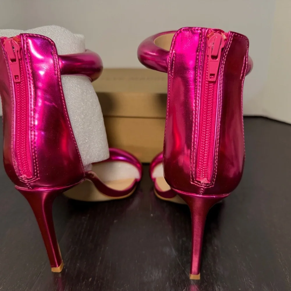Steve Madden Partay Stilleto Sandals Heels Pink Metal Womens 7.5